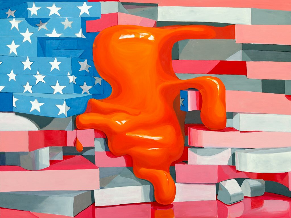 Orange Blob on Flag, 2019